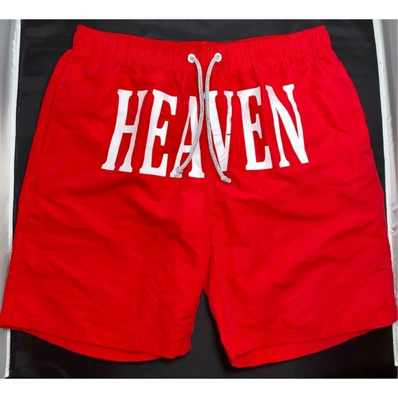 Fashion Beach Pants Men Loose Large Size Cotton Letters Printed Blue Five-Point - Picture 2 of 12